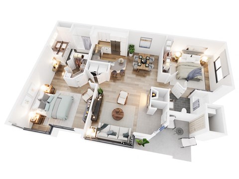 Park Bellevue Large 2 Bedroom 3D floor plan